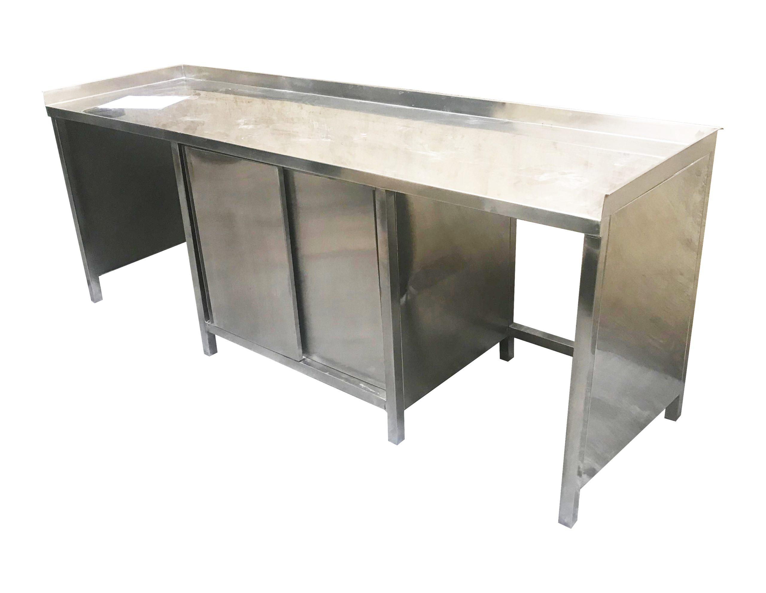 Double Workstation Table with Central Cabinet