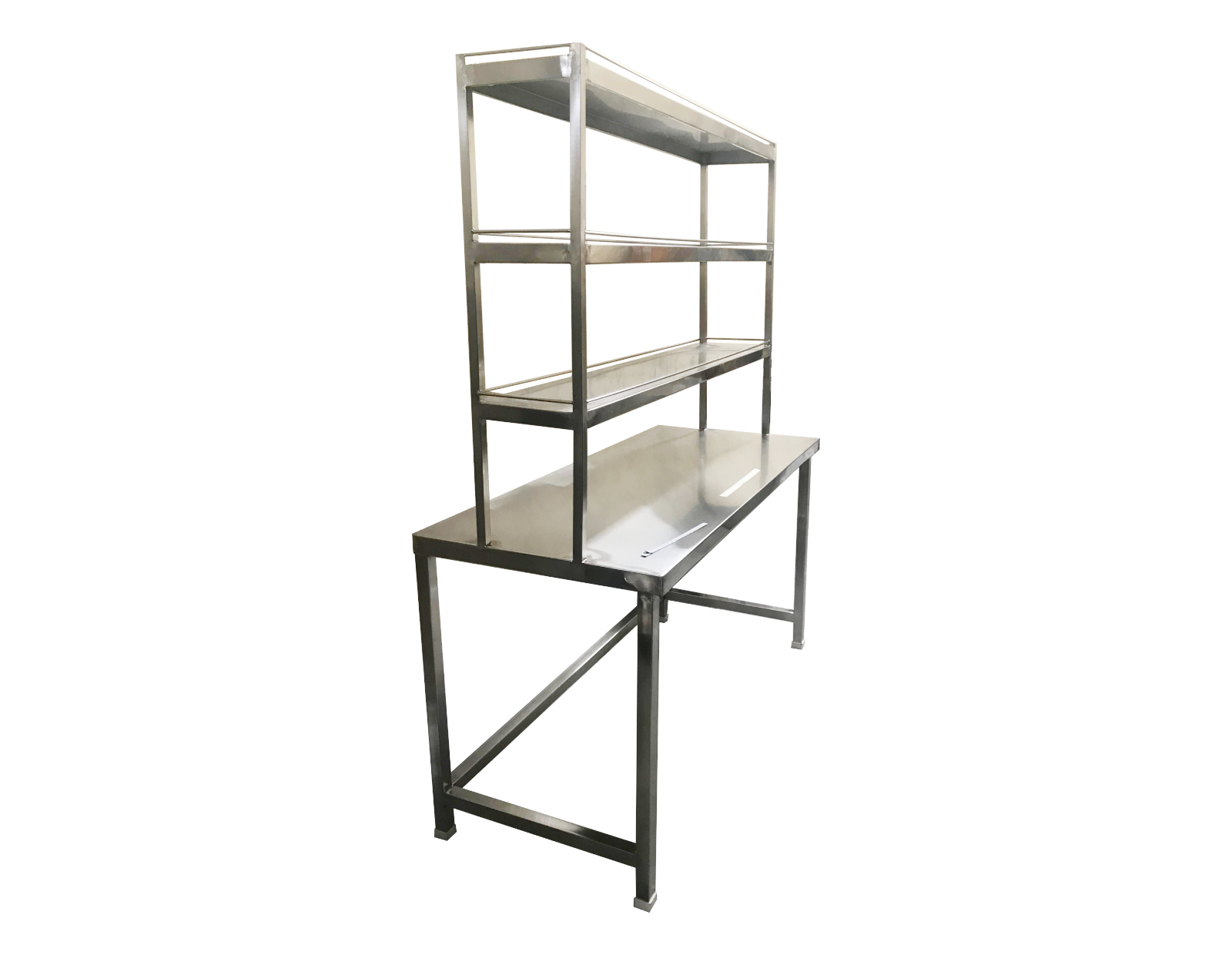 Table with 2 tier overshelf