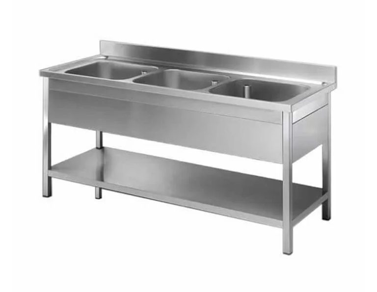 Custom stainless steel commercial sinks in Kenya. Single, double and triple bowl sinks, solid or slatted undershelves, dobi sinks, low-level flush sinks and morgue sinks.